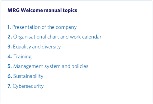 MRG Welcome manual topics