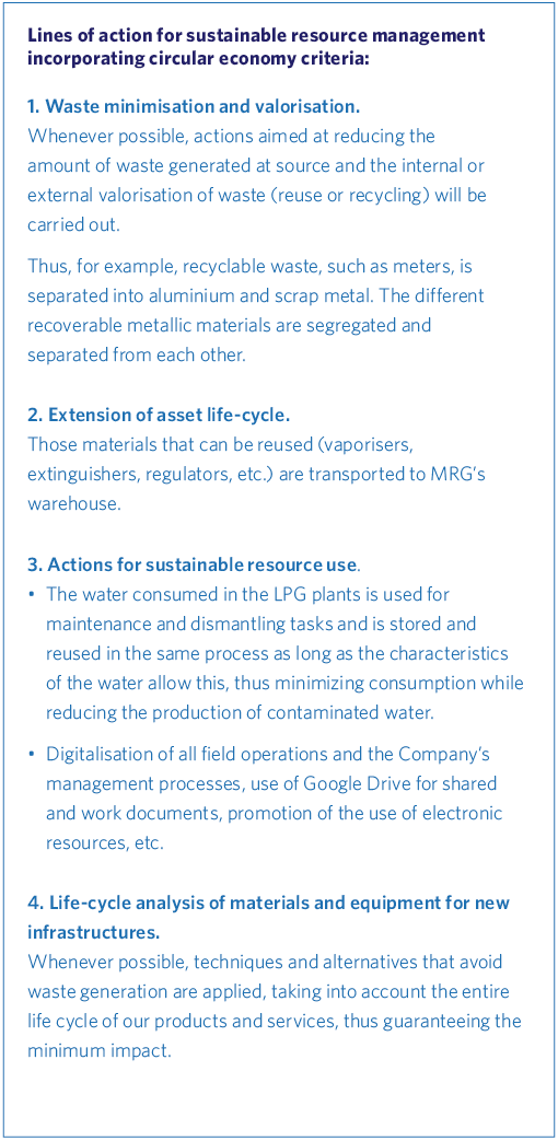 Lines of action for sustainable resource management incorporating circular economy criteria